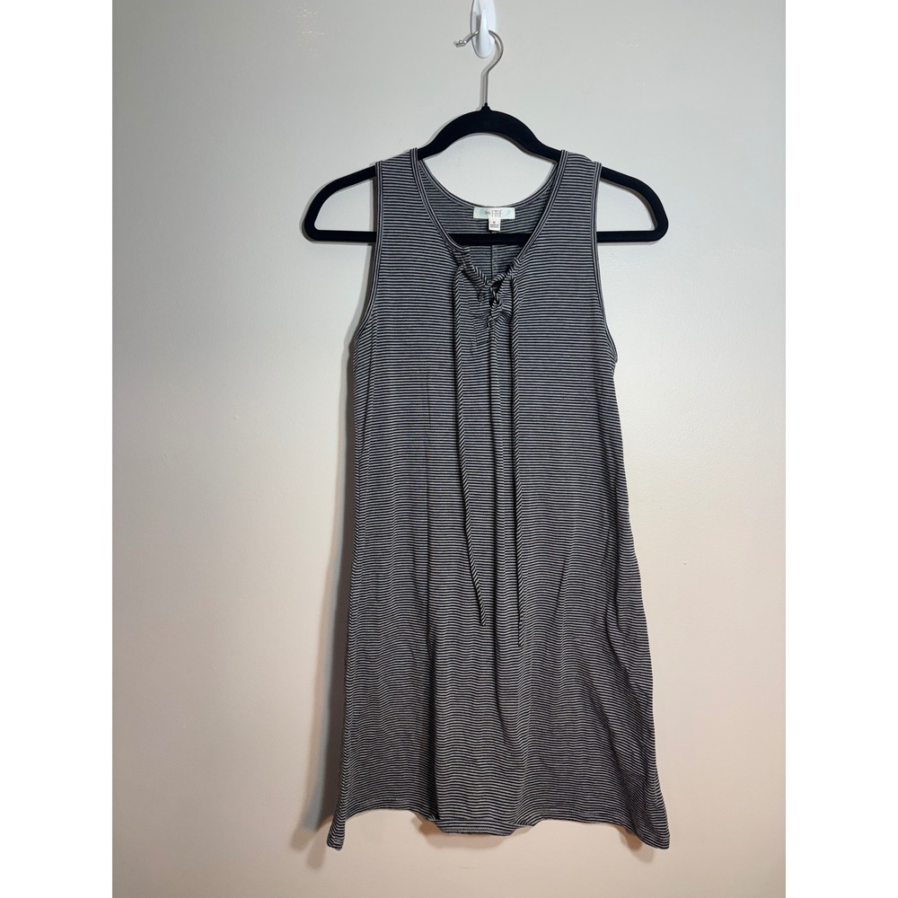 Love Fire Womens Striped Lace Up Sleeveless Mini Dress Black White Size Medium